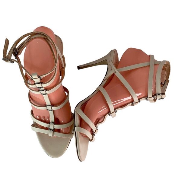 J. Crew Strap Stiletto Heeled Sandals Leather Blush Pink Made in Italy Size 7.5 - Picture 1 of 11